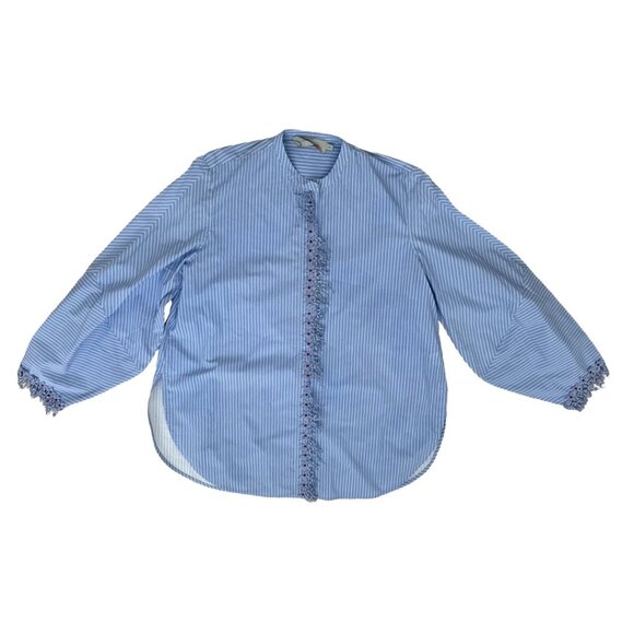 Silvia Tcherassi cotton blue white stripped blouse size XL - Picture 2 of 8